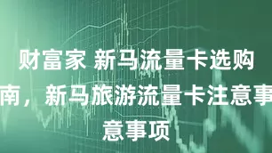 财富家 新马流量卡选购指南，新马旅游流量卡注意事项